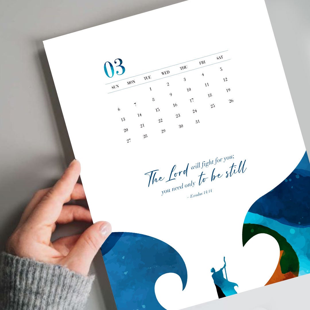2022 Christian Wall Calendar Abstract Bible Story Monthly Etsy