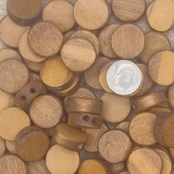 FLAT WOOD BEAD w/ Holes ~ 18mm ~ Jewelry Craft ~ Fairy garden stepping stone ~ Dollhouse ~ Zen garden