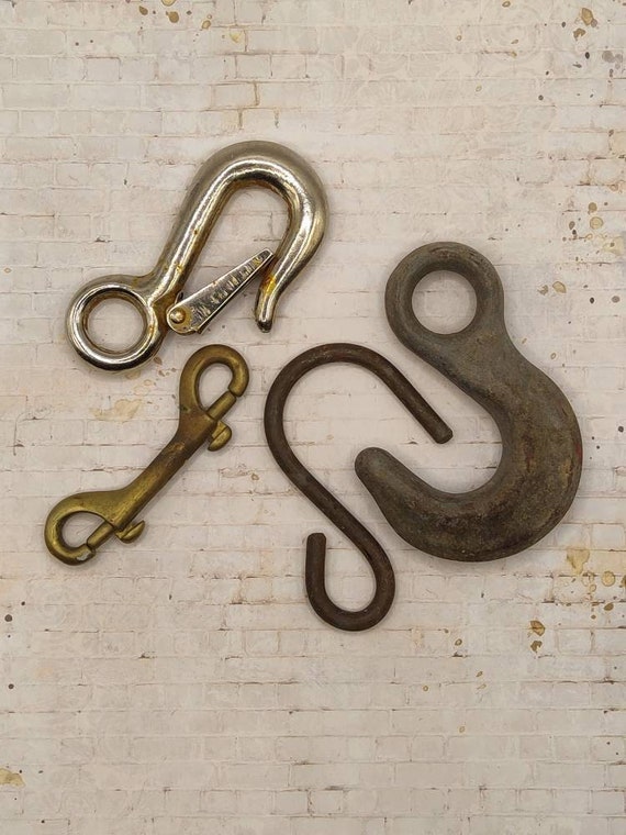 Lot of 4 VINTAGE HOOKS Snap Hook Chain Hook Winch Hook Double Ended Snap  Hook 'S' Hook 