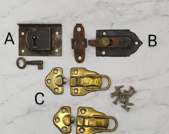 STEAMER TRUNK LATCH ~ Flush mount lock w/key ~ Parts