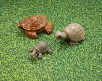 Vintage MARBLE & CLAY TURTLES ~ Sea turtle ~ Whimsical ~ Freshwater turtle ~ Hand-crafted fREE sHIPPING
