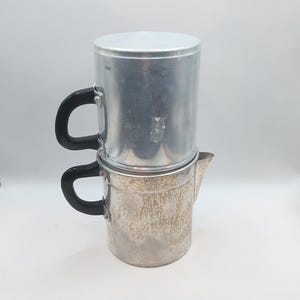 Vintage MUNDUS ALUMINUM 4pc COFFEE Pot w/Drip filter ~ Camping
