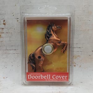 Vintage HORSE DOORBELL COVER ~  Lighted Push Button ~  Painted Resin Copper Stallion