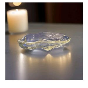 Vintage Oyster Shell Dish/Bowl - Translucent Green Glass - 11.5"Long - HEAVY