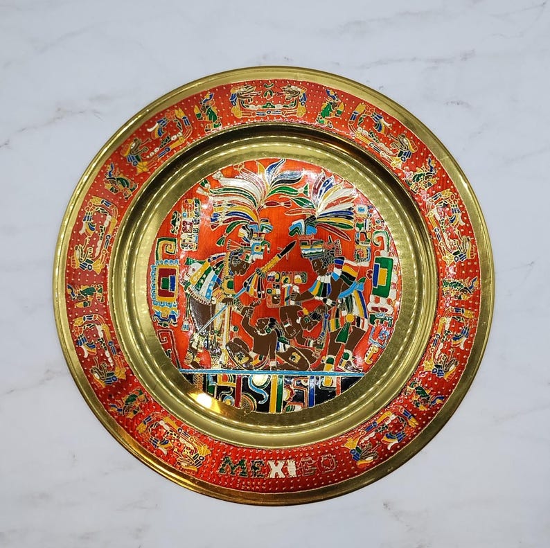 MAYAN AZTEC BRASS Plate ~ Wall Hanging Plate ~ Free Shipping - Etsy