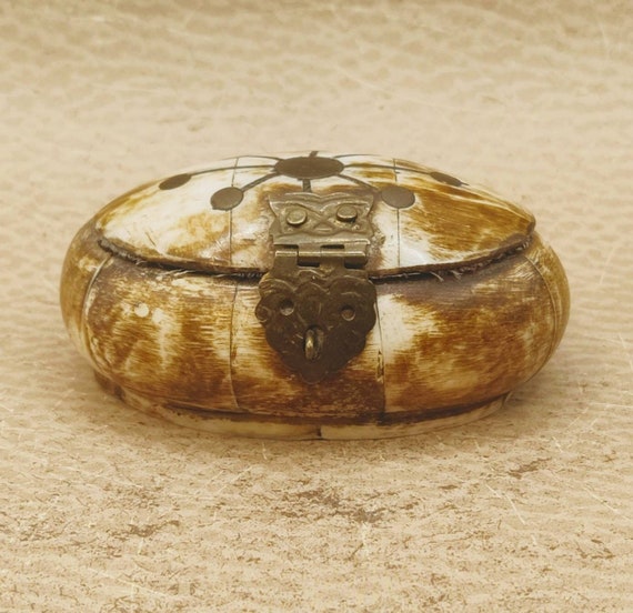 Camel bone box Inlaid trinket box brass Camel bone je… Gem