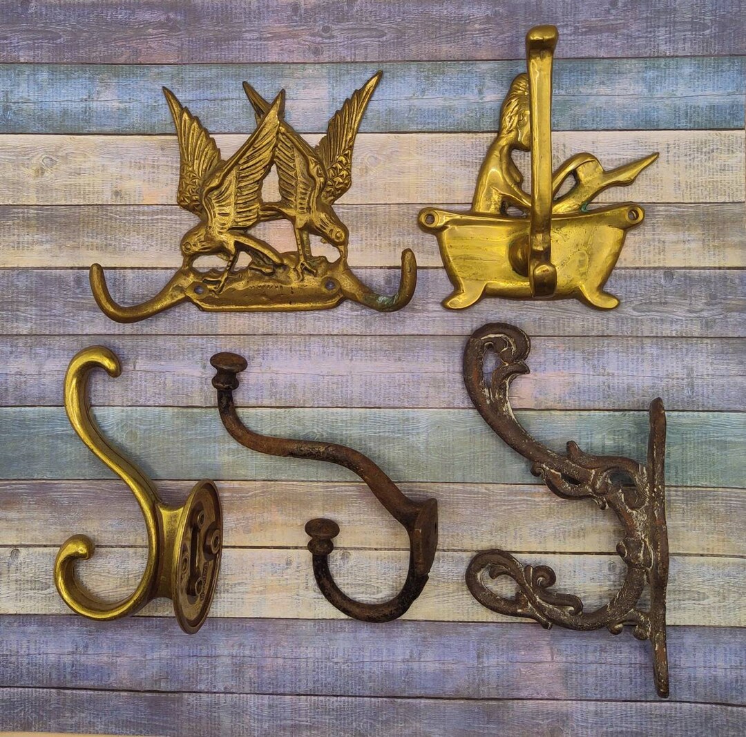 DECORATIVE ANTIQUE HOOK Victorian Bathroom Brass Cast Iron Free Shipping L2 - Etsy