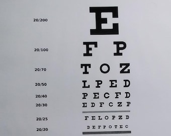 Laminated Snellen Eye Chart: 11.5 x 9 Inches