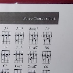 Guitar Bar Chords Chart ~ Laminated ~ FREE Shipping
