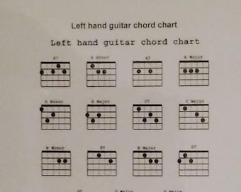Left Hand Guitar Chord Chart ~ Laminated ~
