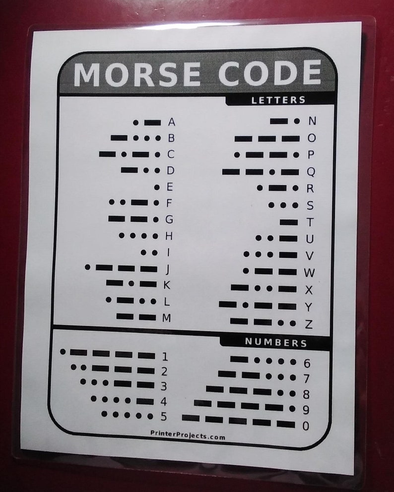 Morse Code Letters & Numbers Chart FREE Shipping Laminated Etsy
