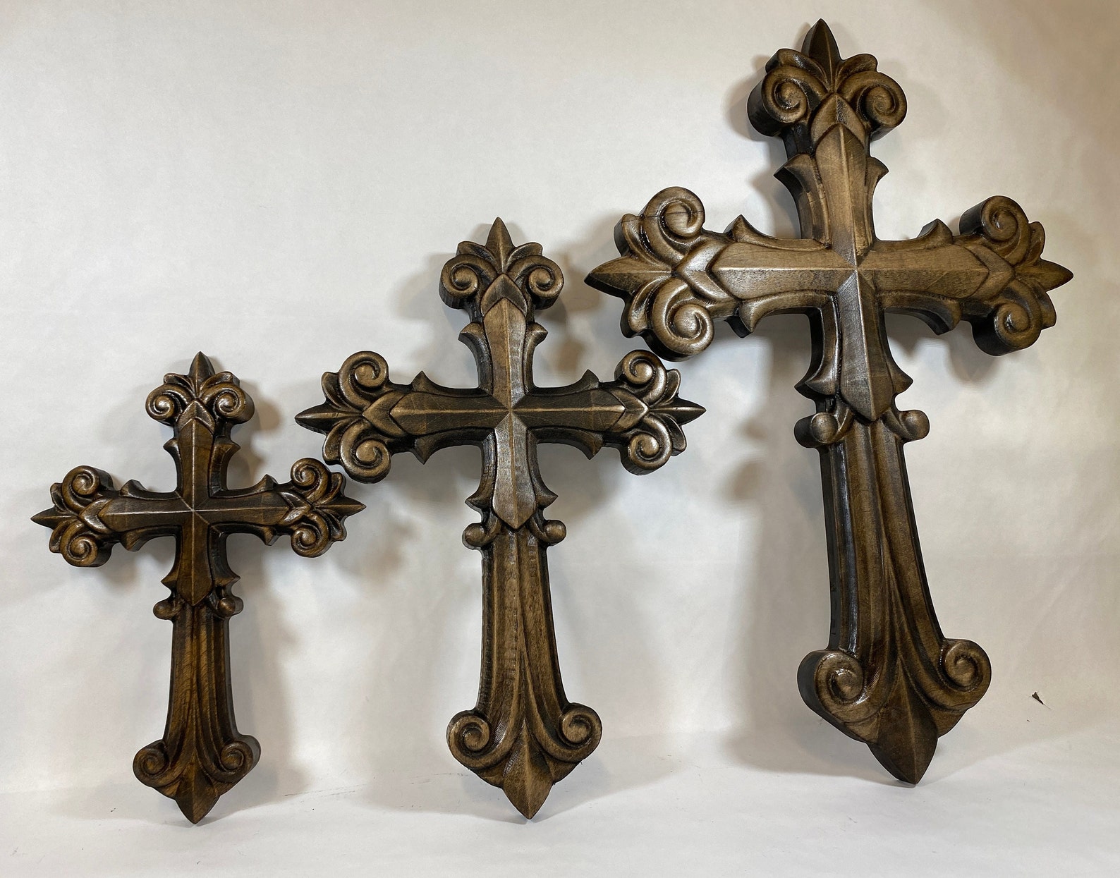 Ornate Wooden Cross, Large Wall Hanging Cross, Large Wooden Cross