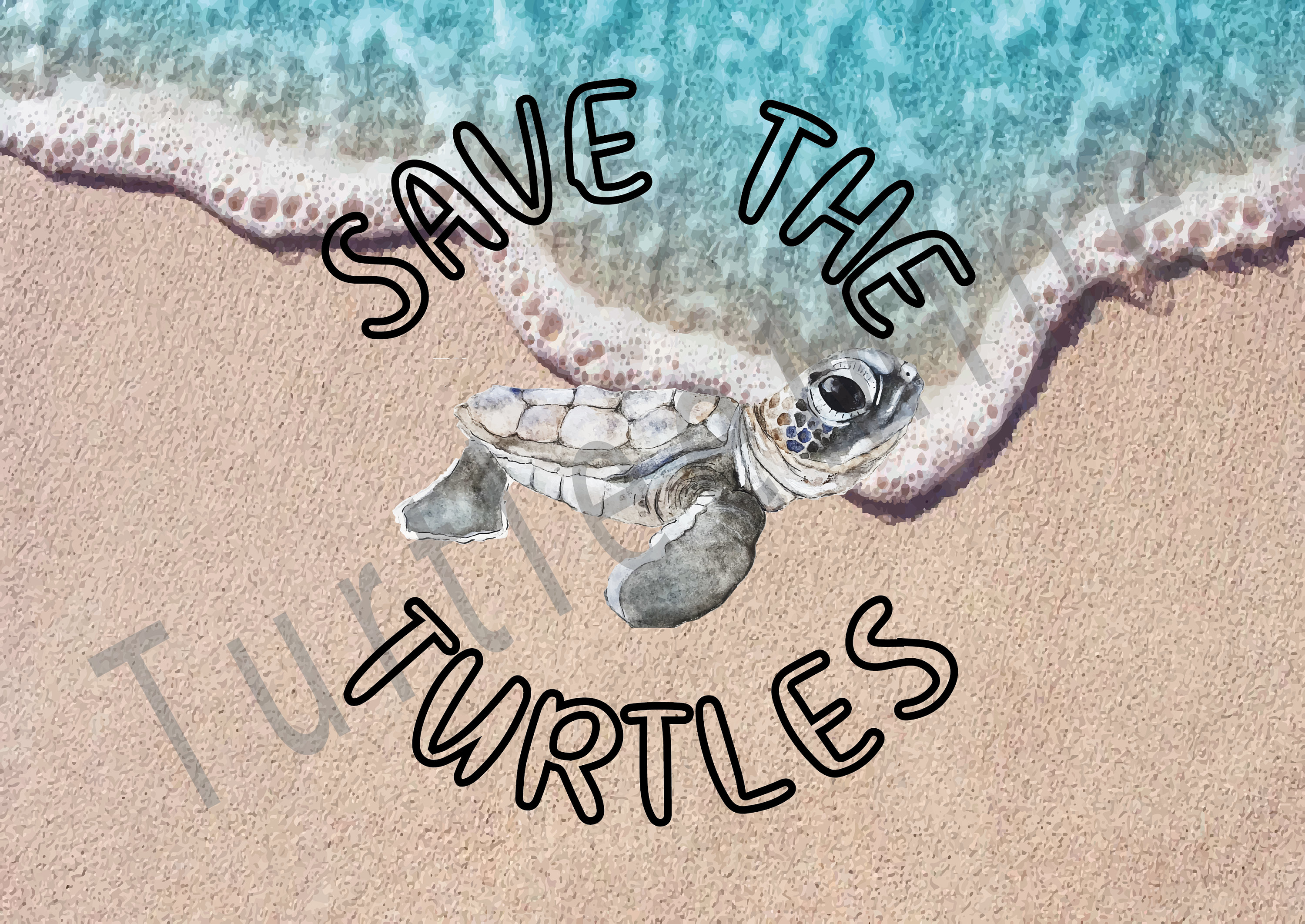 Save the Turtles Poster Etsy