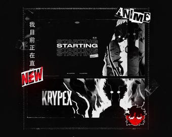 ANIMATED AESTHETIC DARK Anime Stream Package (Screens, Cards, Overlay, Transition, Twitch, Header, Etc.)