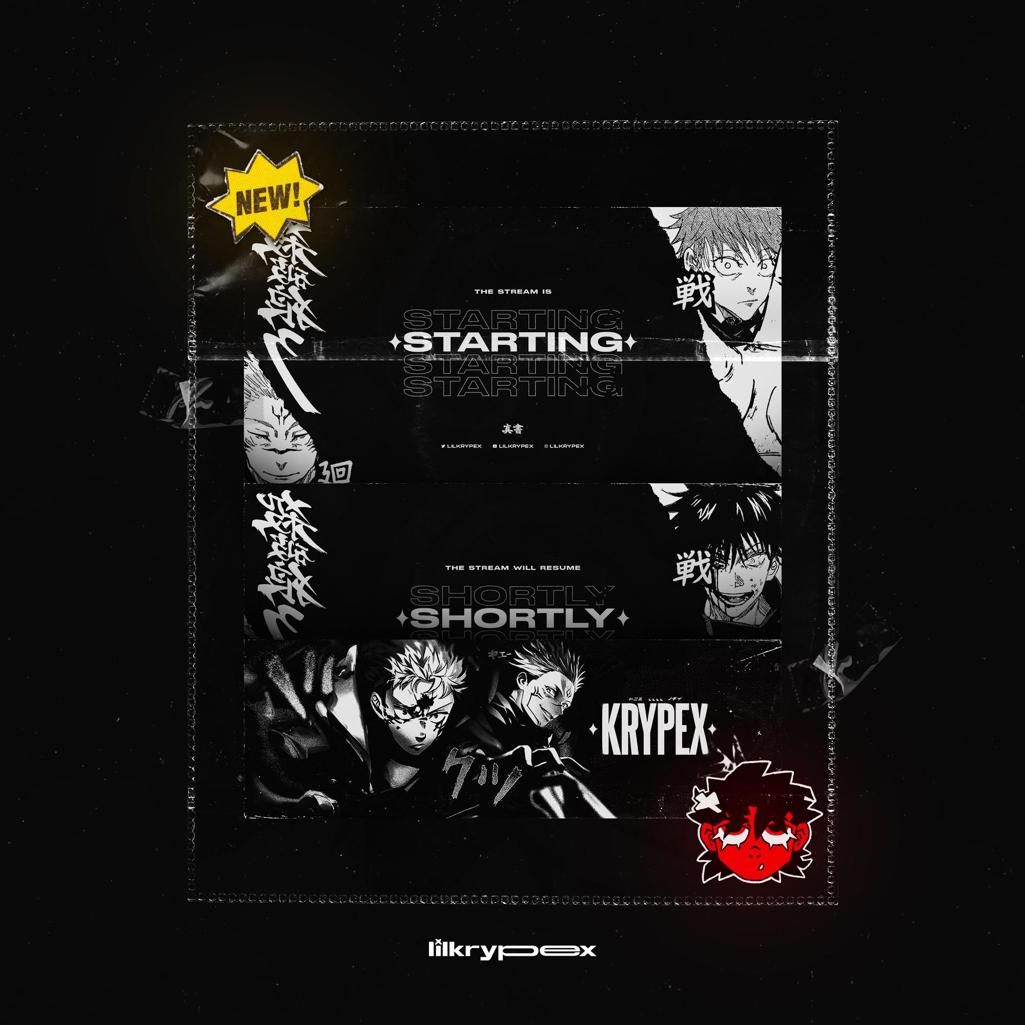 ANIMATED CURSED Anime Stream Package (Screens, Panels, Overlay, Transition, Twitch, Header, Etc.)