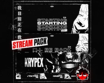 Animated Psycho Anime Girl Stream Pack | Twitch Overlays, Screens, Panels & Transitions for OBS/Streamlabs