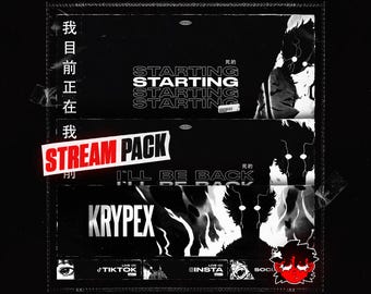 Animated Dark Anime Stream Pack | Twitch Overlays, Screens, Panels & Transitions for OBS/Streamlabs