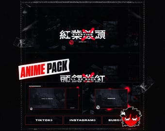 Animated Crimson Shadow Anime Stream Pack | Twitch Overlays, Screens, Panels & Transitions for OBS/Streamlabs