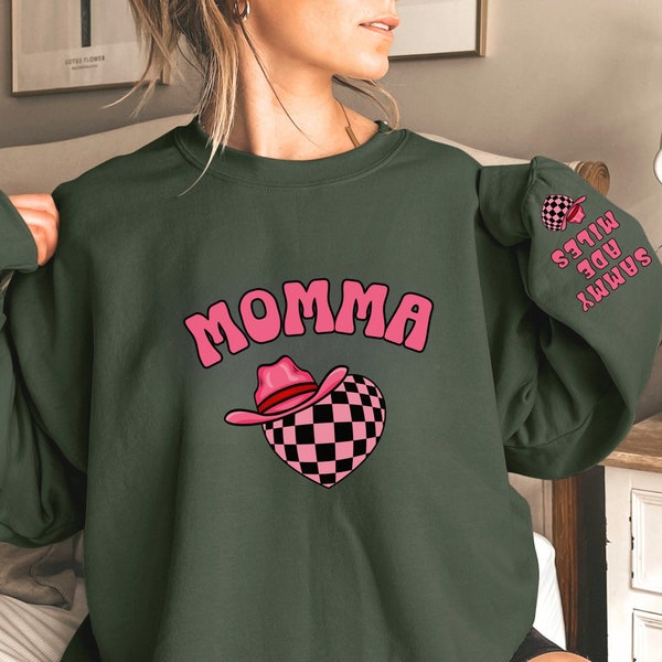 Momma Sweatshirt With Kids Names, Custom Mama Sweatshirt, Mama est 2024, Pregnancy Announcement Shirt, Top Selling T Shirts, Mom Sweater