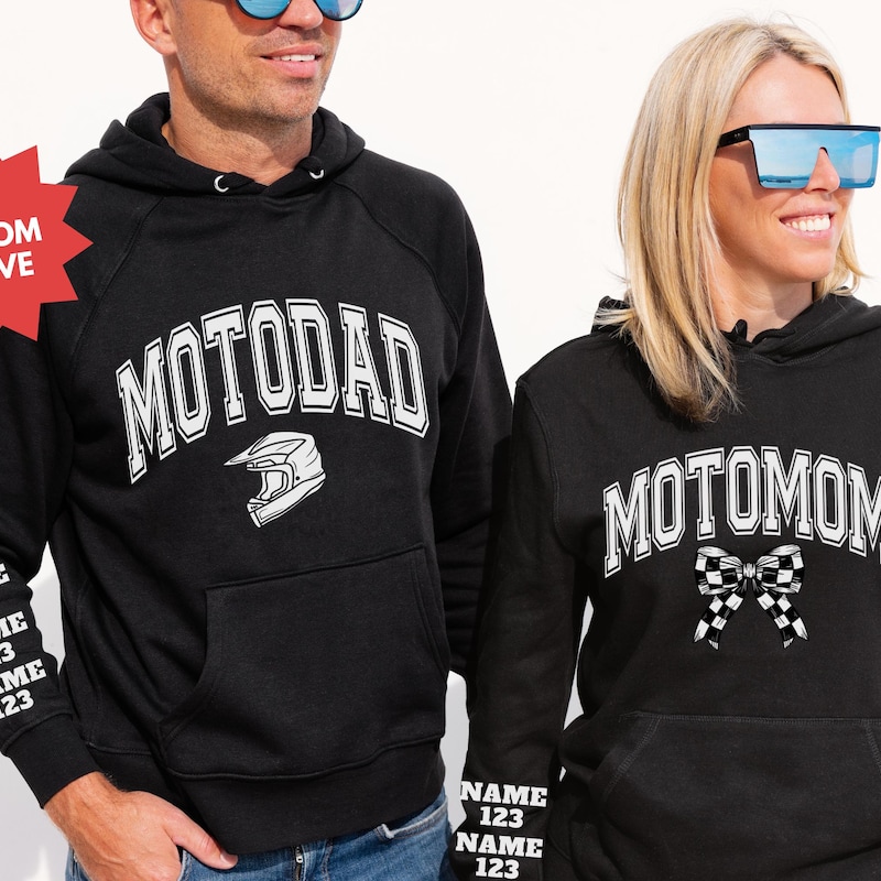 Pattern Print Motocross Men Women Pullover Hoodie