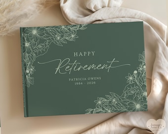 Libro de recuerdos para una feliz jubilación, regalo personalizado para él o ella, álbum de firmas para la fiesta de jubilación, libro de visitas con fotos para firmar.