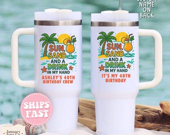 Personalized Birthday Trip Tumbler 40oz Tumbler for Birthday Vacation Custom Vacation Cup for Birthday Beach Vacation Birthday Cruise Gifts