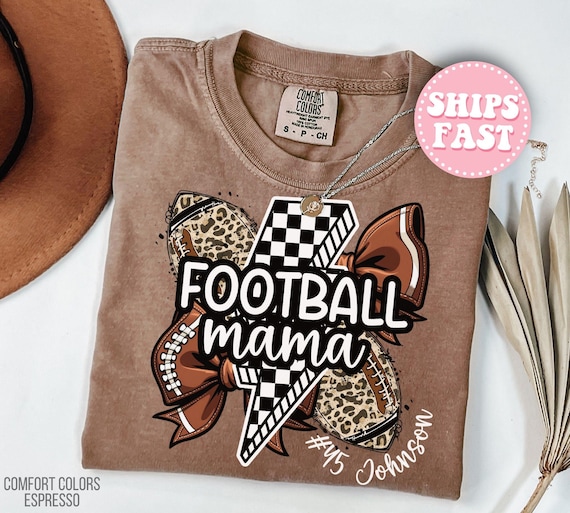 Comfort Colors Football Mom Shirt Personalized Football Mom TShirt Custom Football Mama Shirt with Name Game Day Shirt for Football Mom Tee