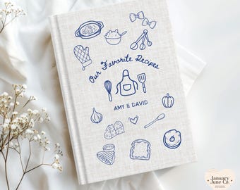 Personalized Recipe Book for Couples, Custom Name Family Cookbook Recipe Book, Cook Book Newlywed Gift, Cooking Journal, Wedding Gift Idea