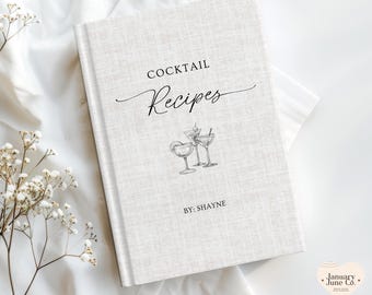 Cocktail Recipe Book, Bar Recipe Book, Personalized Name Cocktail Journal, Custom Bartender Gift, Cocktail Binder, Mixology Gifts, Bar Cart