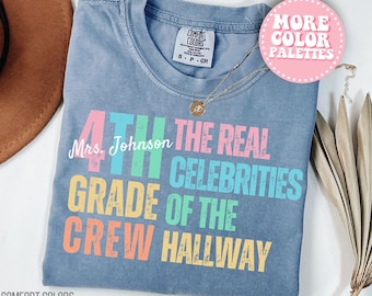 Comfort Colors 4th Grade Teacher Shirt, Fourth Grade Teacher Crew TShirt First Day of School Tshirt Back to School Teacher Appreciation Gift
