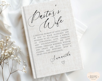 Personalized Pastor's Wife Journal, Custom Pastors Wife Appreciation Gift, Anniversary, Religious Christian Birthday Gift for Wife of Pastor