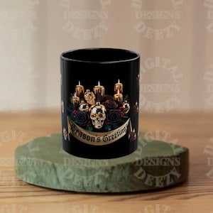 Gothic Holiday Luxe Skull Mug: Black & Gold Skull Christmas Coffee Cup