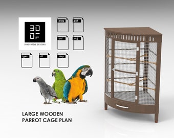 90 Angular Wooden Parrot Cage Design