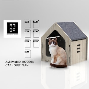 Assembled Wooden Cat House Plan.