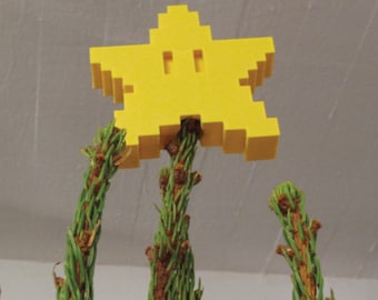 Super Mario Christmas Tree Star | Christmas Decoration | Mini Tree Topper | 3D Printed | Pixel Star | Novelty Gift