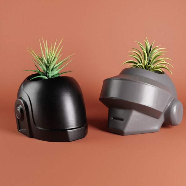 Daft Punk Planter, Casco Daft Punk, Daft Punk 3D impreso, regalo de DJ, impreso en 3D, maceta, soporte de planta de aire, plantador de música