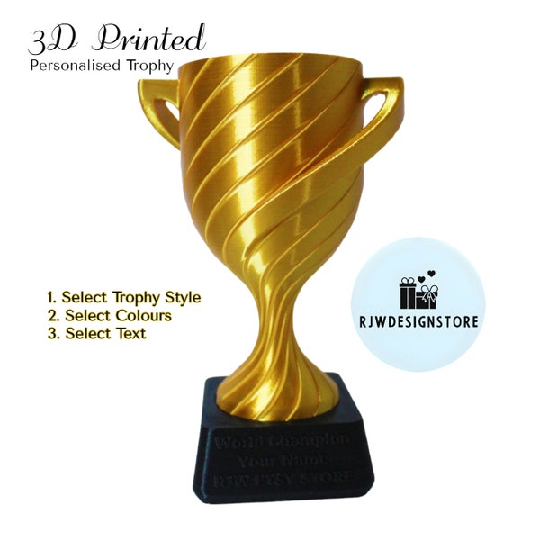 Personalised Trophy, 3D Printed, Gold Cup, Custom Trophy, Golf Trophy, Large Trophy, Gold Award