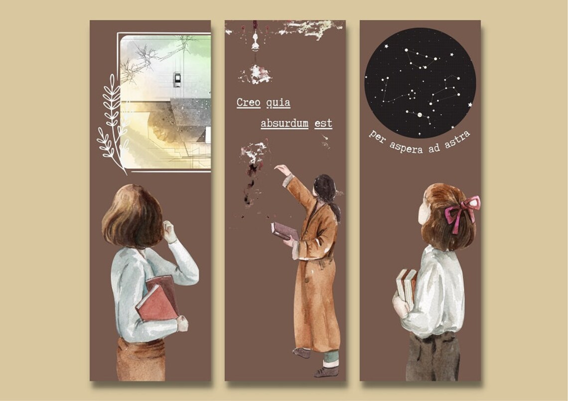dark academia inspired bookmarks printable bookmarks digital etsy
