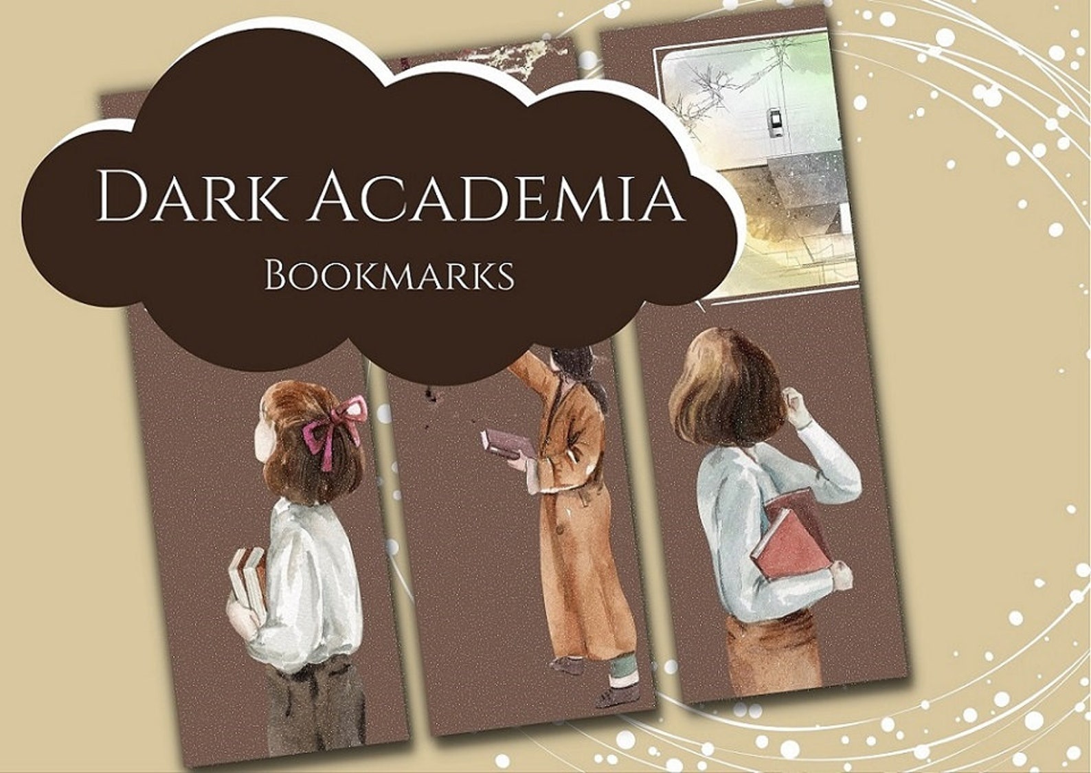 dark academia inspired bookmarks printable bookmarks digital etsy