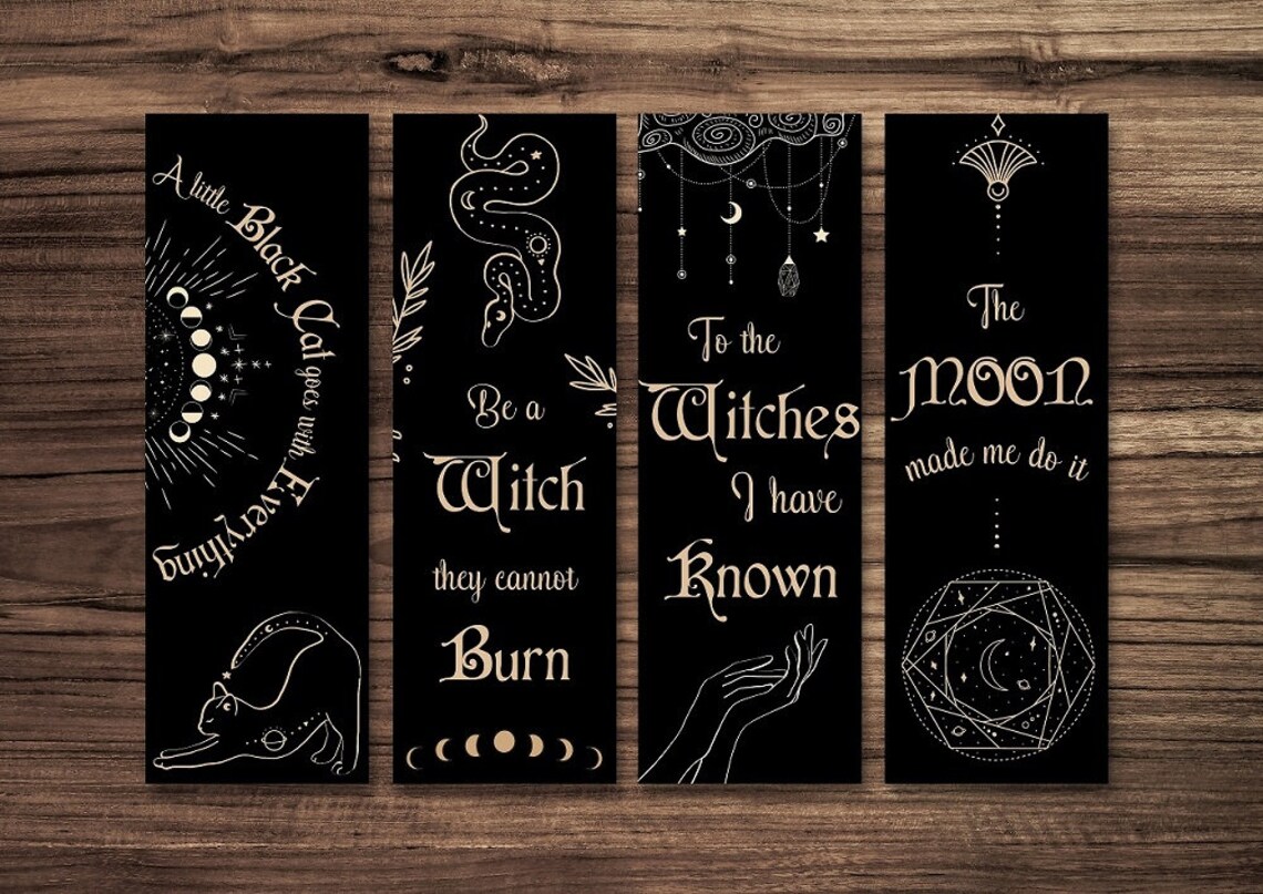 witchy printable bookmarks magic wicca pagan etsy