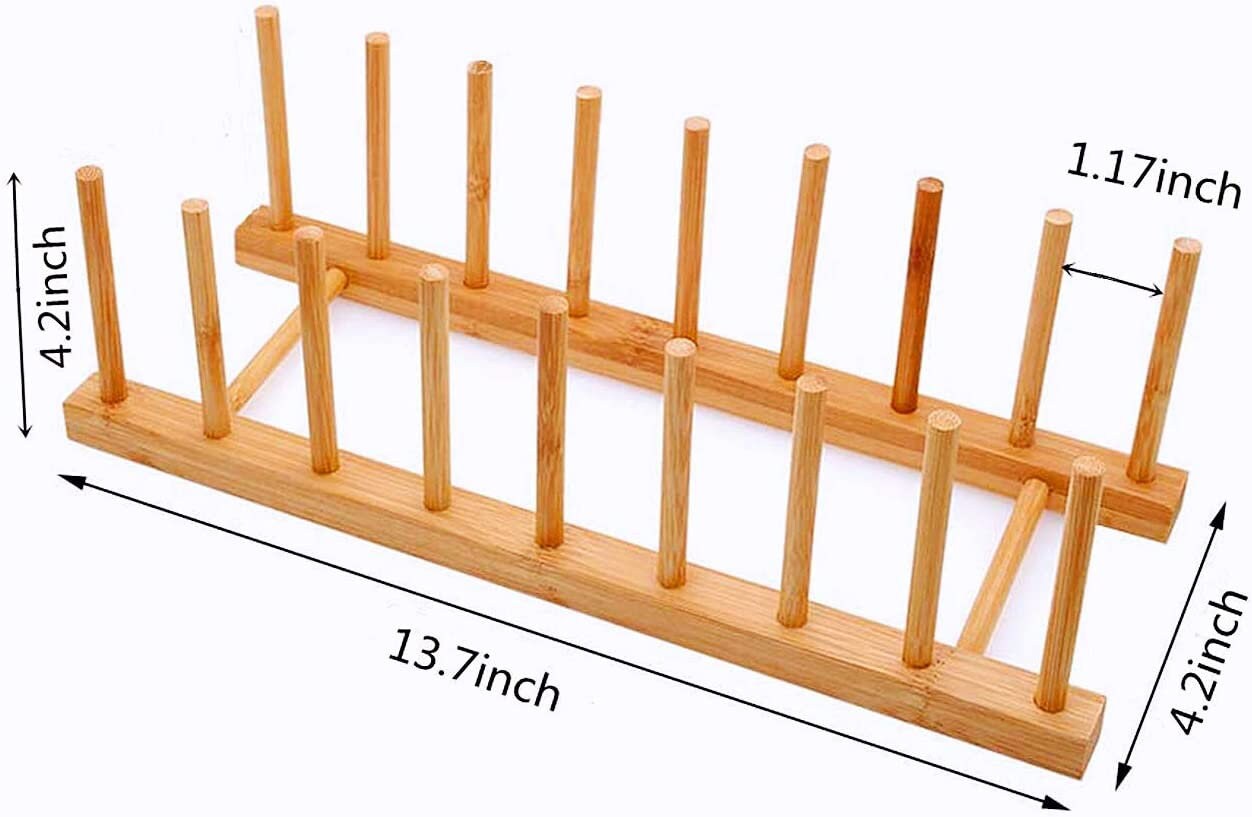 Bamboo Plate Rack Holder Wooden Chopping Board Tray Dish Rack Stand
