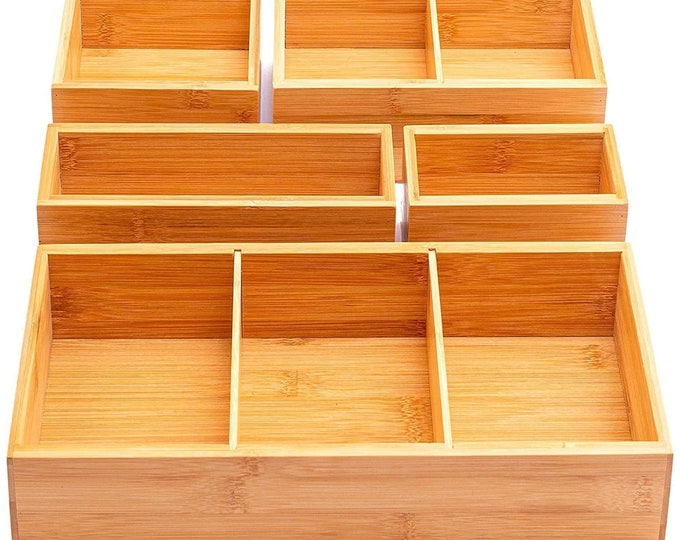 5piece Bamboo Drawer Organiser Durable Storage Box Multi Etsy UK