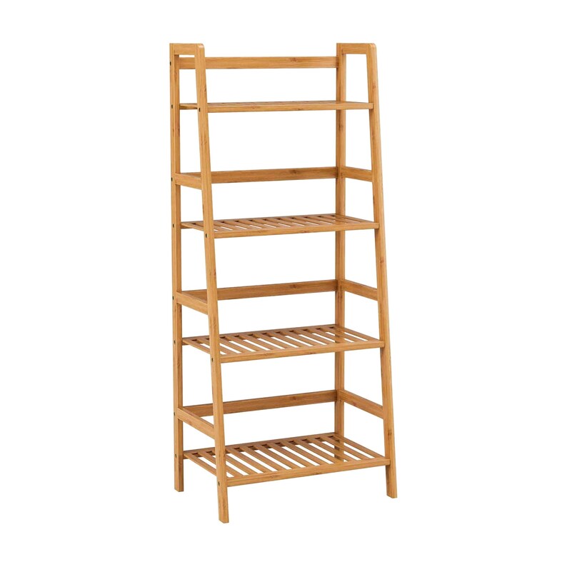 4 Tier Ladder Shelf Unit Bamboo Storage Shelves Bookcase Stand Etsy UK