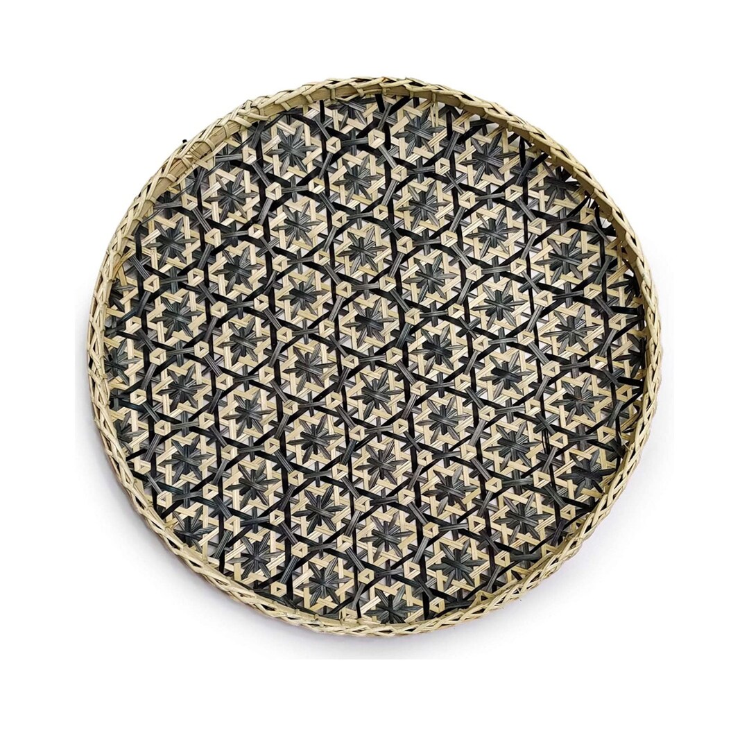 Round Serving Trays 13.8 Inches black Floral Etsy UK