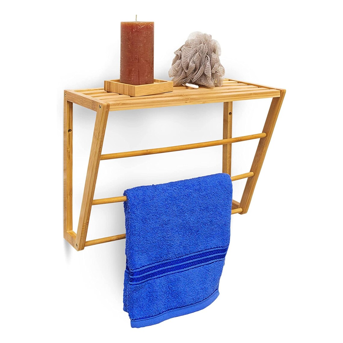 Bamboo Towel Holder With 3 Towel Rails Towel Holder With Shelf Etsy UK