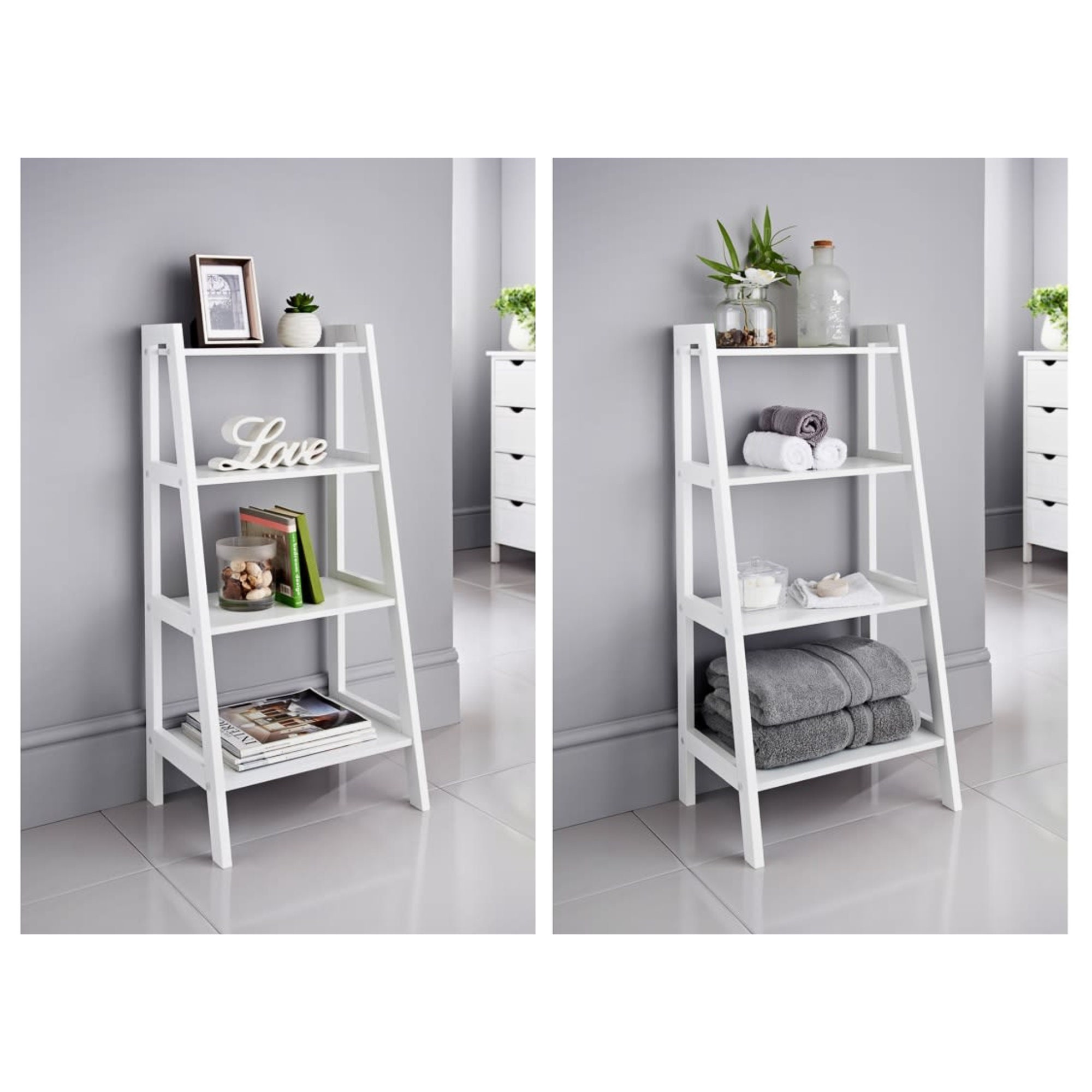 4 Tier Ladder Shelf Unit Bamboo Storage Shelves Bookcase Stand Etsy UK