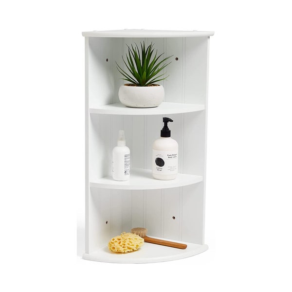 Wooden 3 Tier Shelving, White Storage Display Unit, Freestanding or Wall Mounted