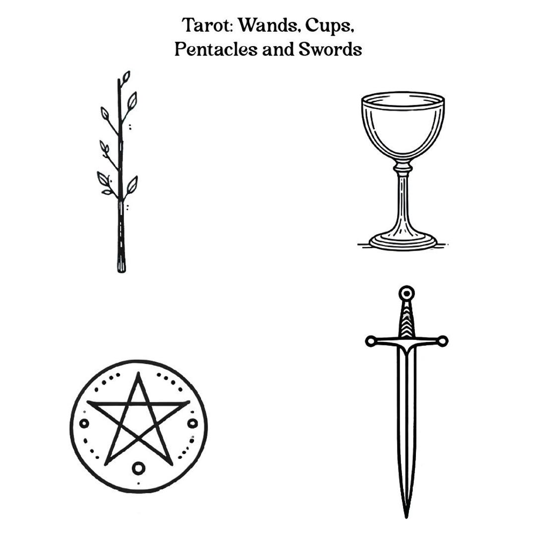 Tarot Suit Symbols PNG | Wands, Cups, Pentacles, and Swords