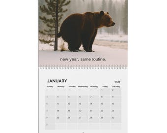2027 Nature Humor Wall Calendar, Funny Wildlife Pooping, Animal Lovers Gift, Home Office Decor, Gag Gift, Secret Santa, White elephant