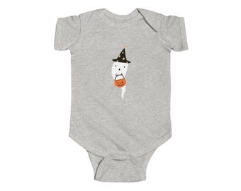 Halloween Ghost Infant Bodysuit, Cute Baby Costume, Spooky Outfit, Fall Celebration Apparel, Baby Shower Gift, Toddler Halloween Clothing
